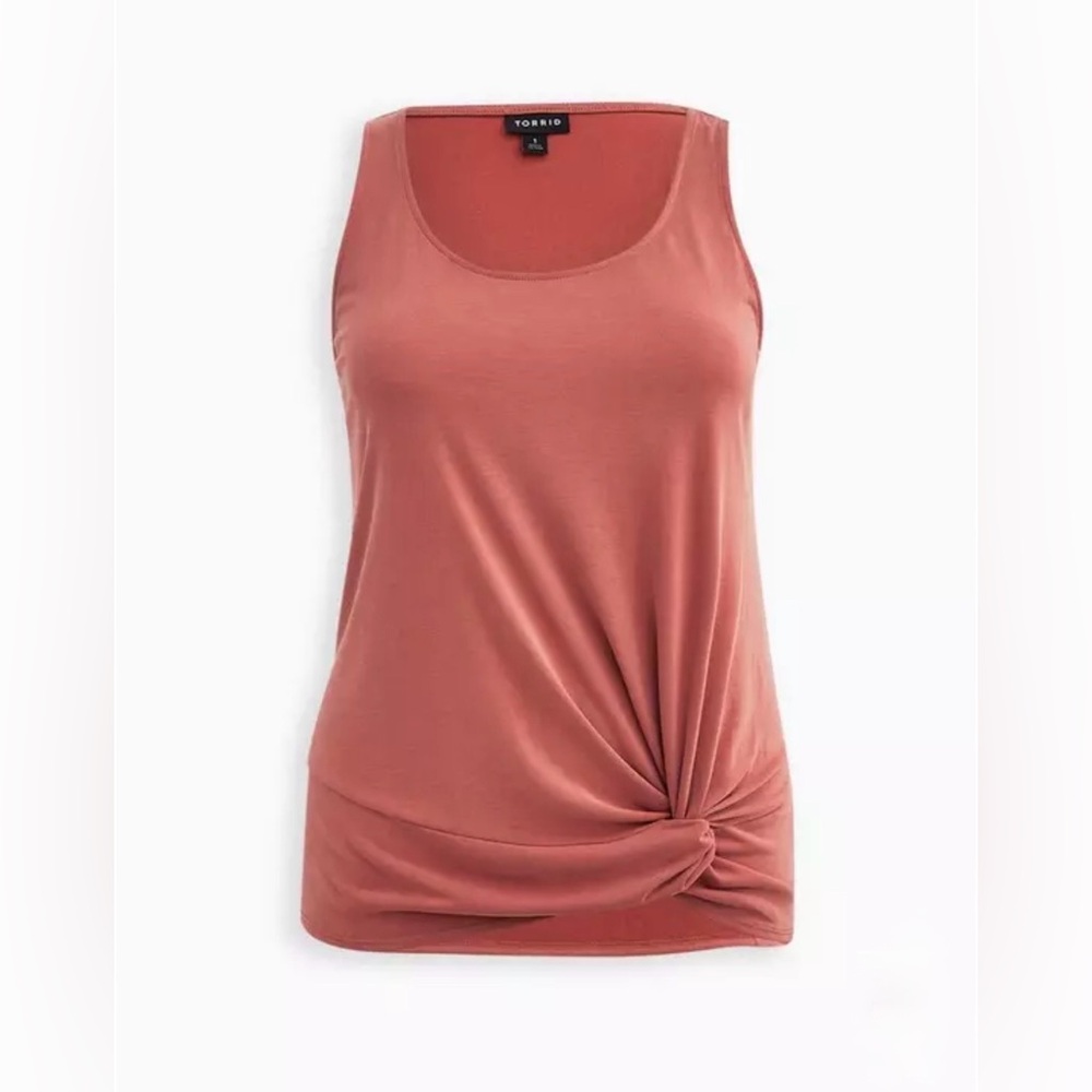 Torrid Cupro Knot Front Tank Rust Size 0 (Large)